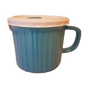 Corningware Colours Meal Mug Vented Lid 20 oz Soup Mug Blue White